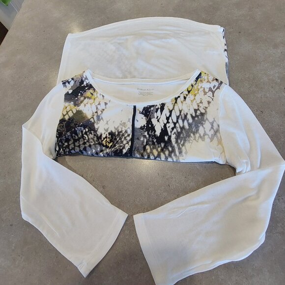 CALVIN KLEIN Women's Long Sleeves Knit Top w/Snakeskin Print on Front - SML - Picture 8 of 12